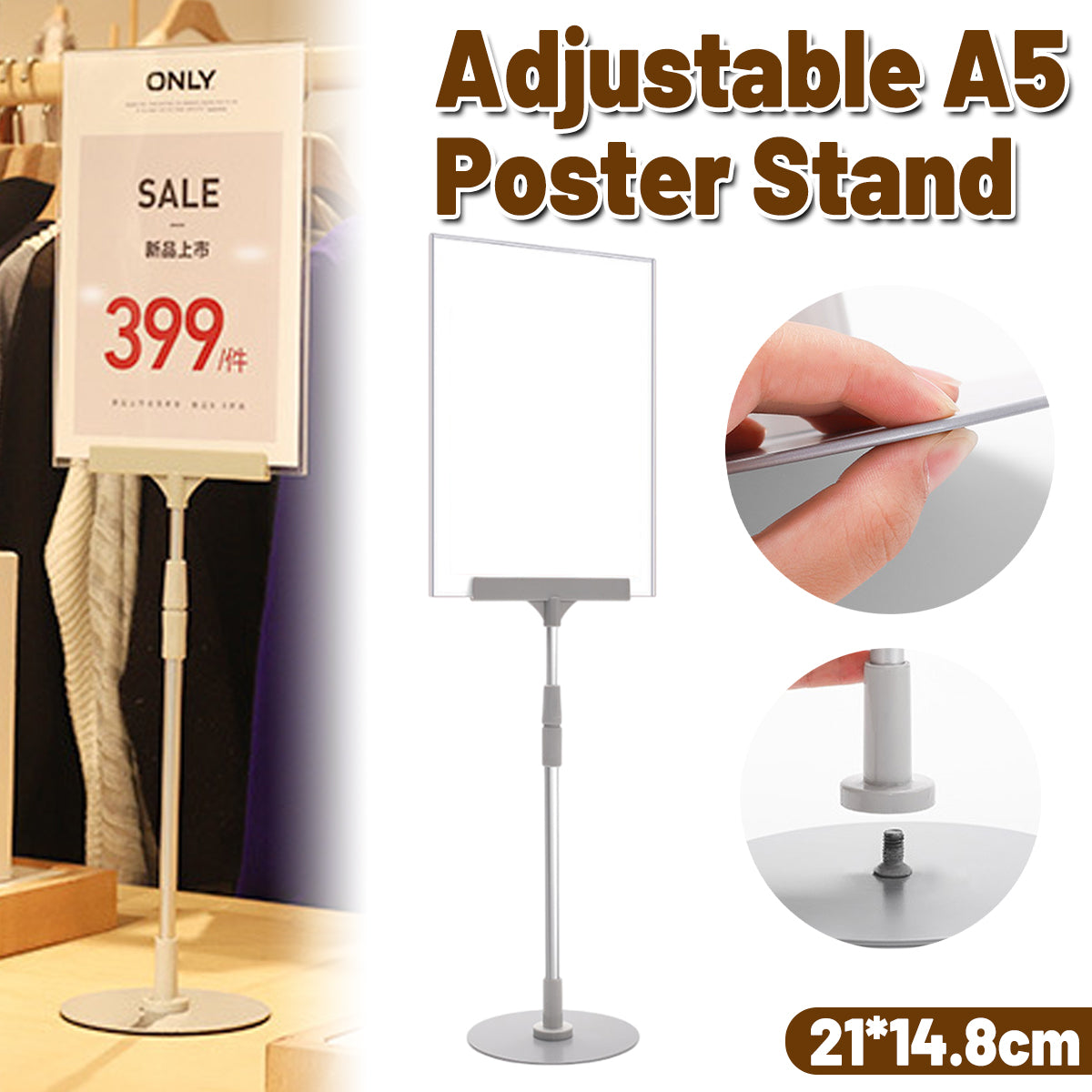 Adjustable A5 Poster Display Stand for Counter