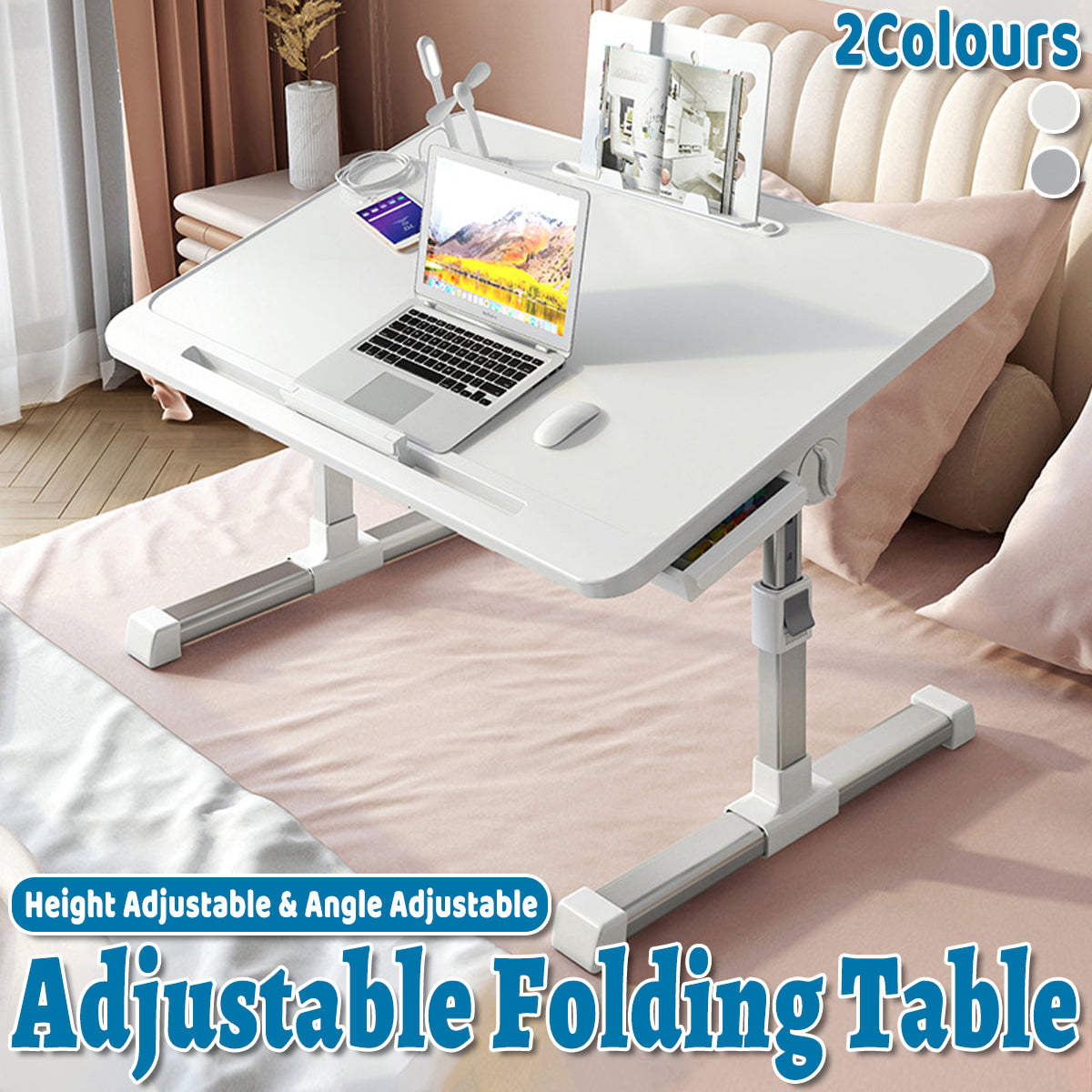 Laptop Bed Desk Adjustable with Foldable Design for Work and Study
