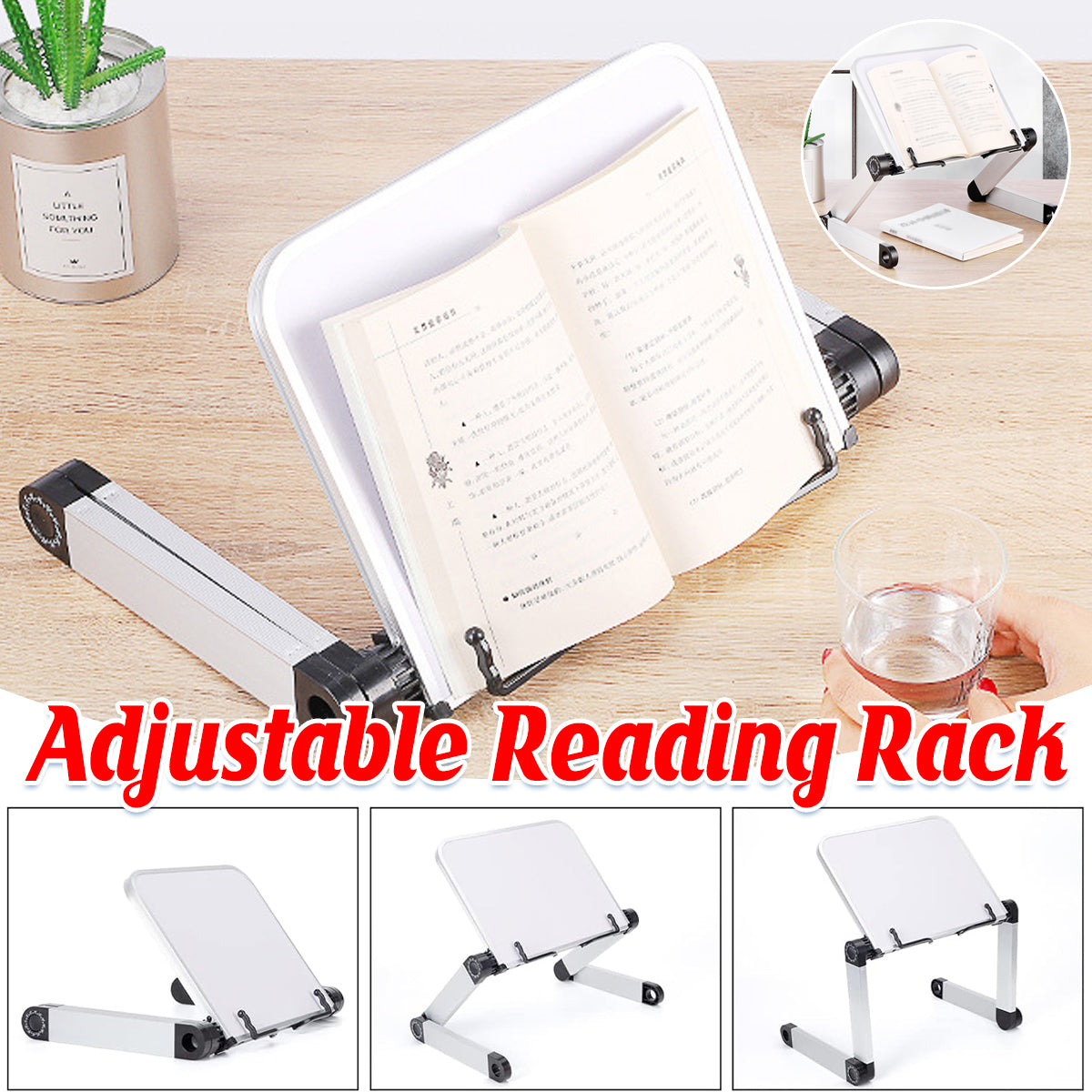 Adjustable Portable Reading Stand with Rotating Book Holder