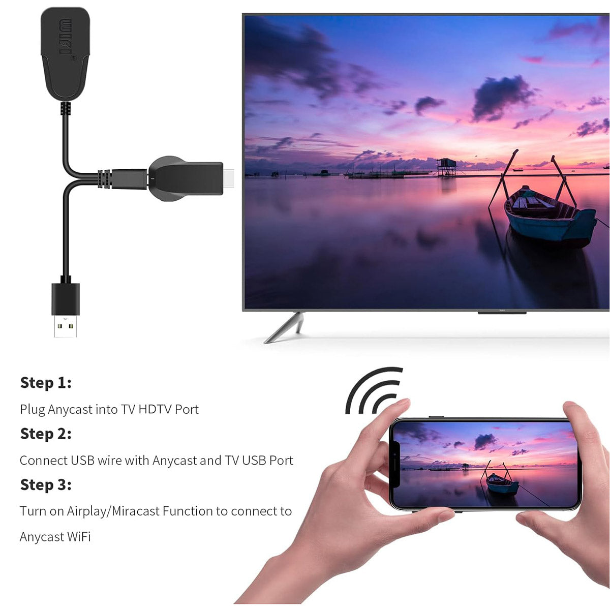 AnyCast WiFi HDMI TV Stick 1080P Full HD Mirror