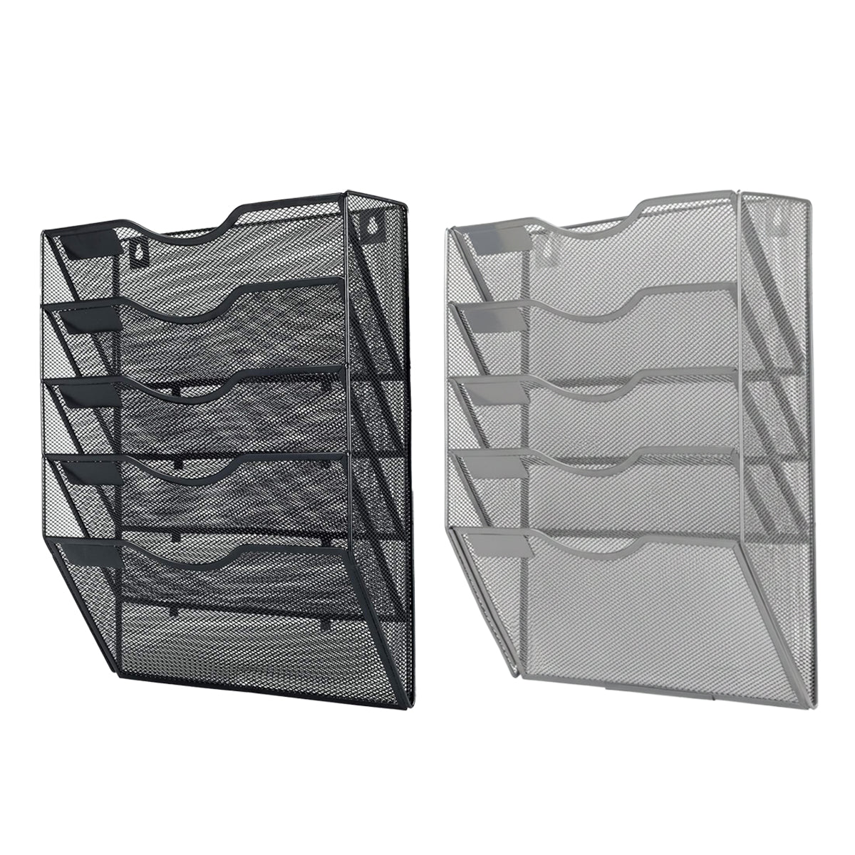 Wall-Mounted 5-Tier Metal Mesh File Organiser Rack