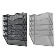 Wall-Mounted 5-Tier Metal Mesh File Organiser Rack