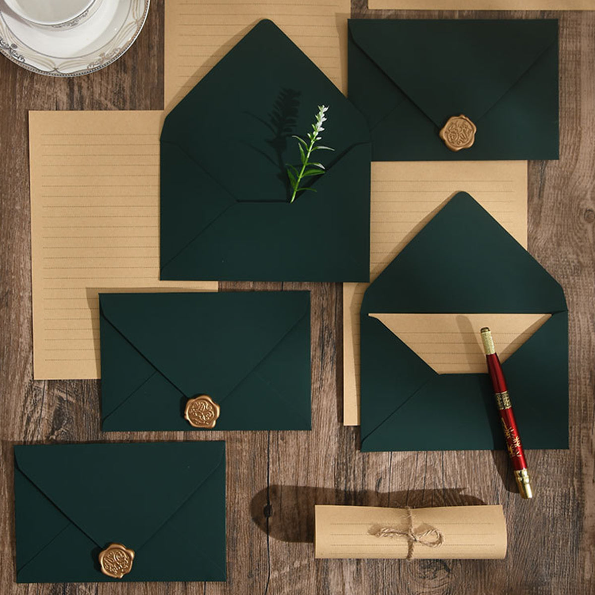 30 Pcs Dark Green Envelopes 200gsm for Invitations