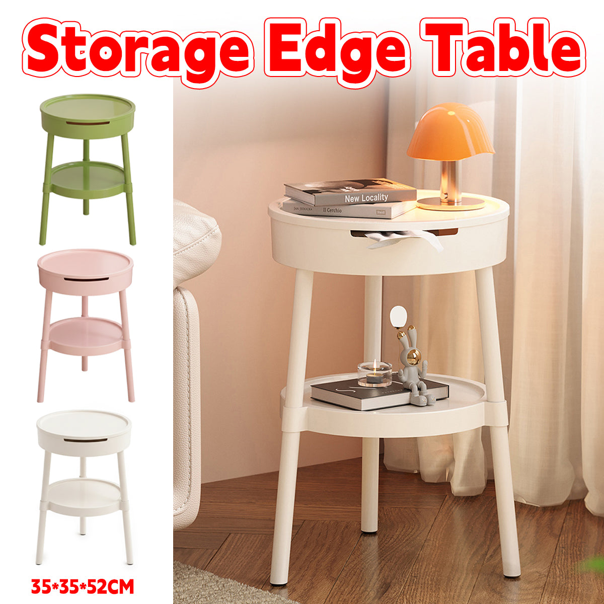 Minimalist Round Side Table with Tissue Box