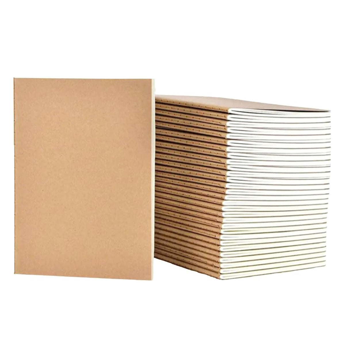 20 Pcs Kraft Paper Notebooks Lined Pages Stitched Binding
