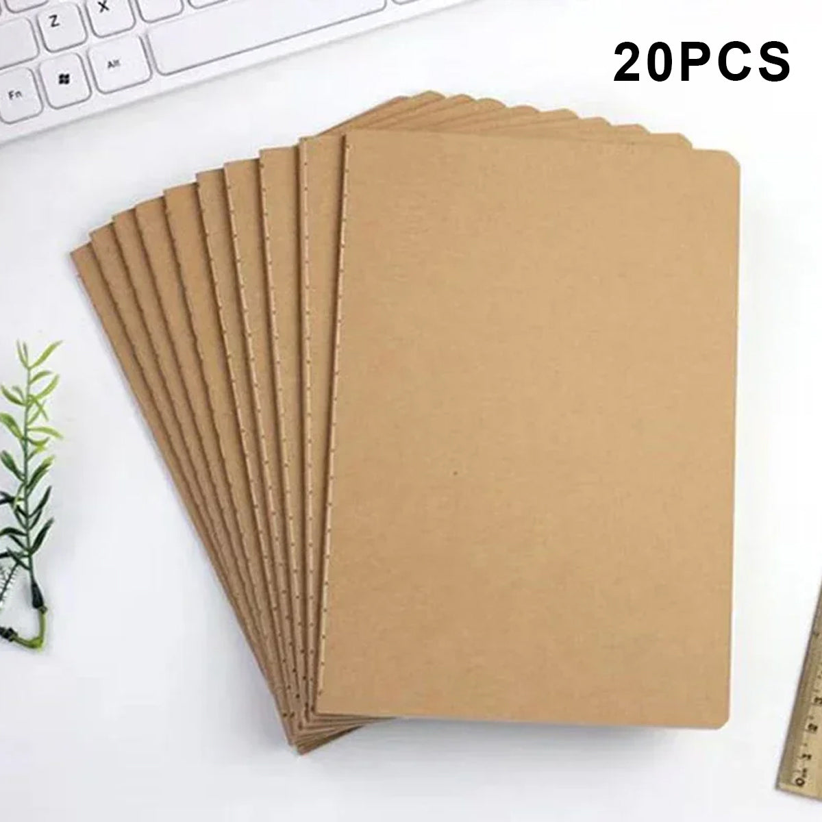 20 Pcs Kraft Paper Notebooks Lined Pages Stitched Binding
