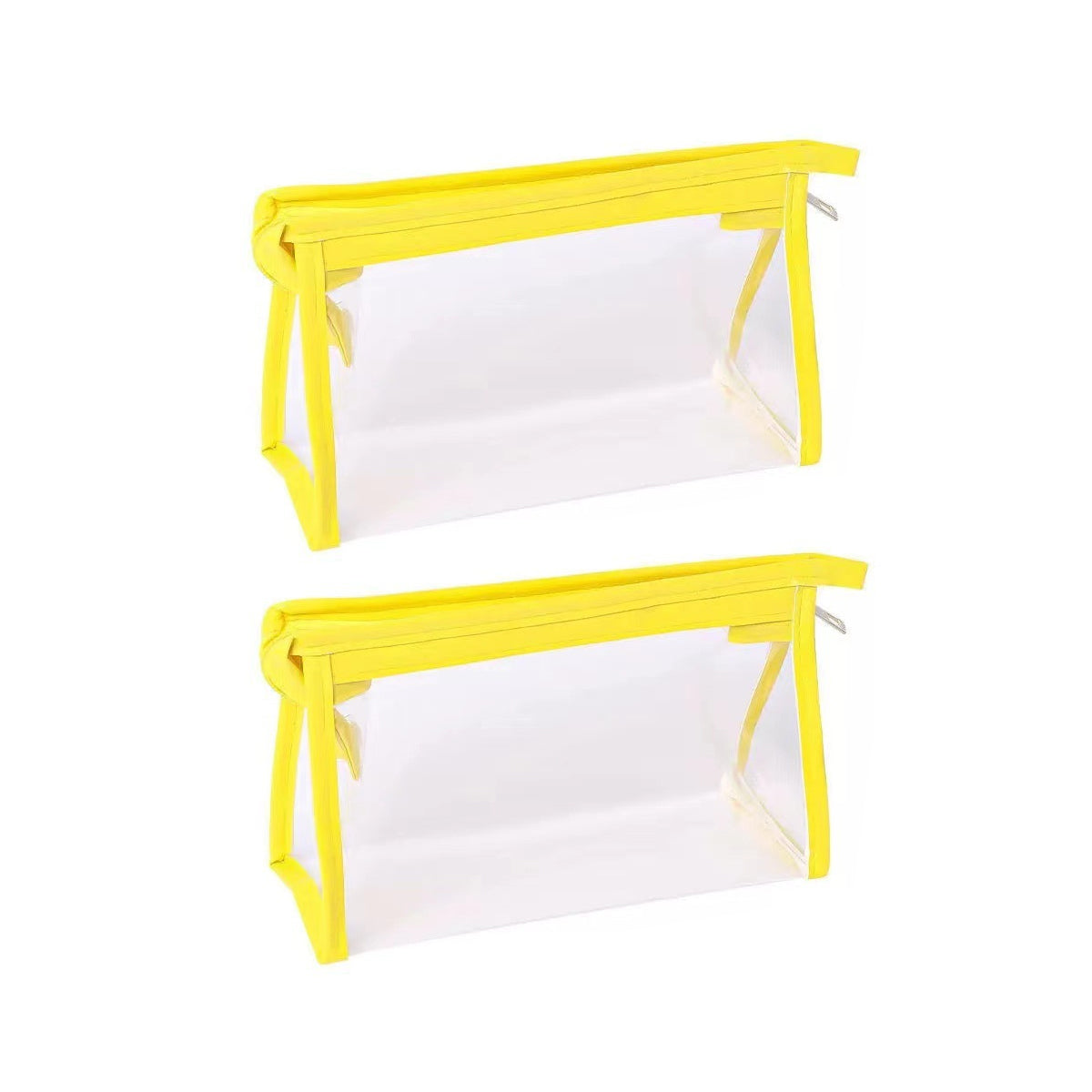 2 Pcs Transparent PVC Pencil Case with Colourful Zipper