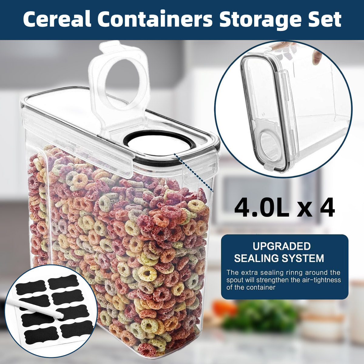 4 Pcs Airtight Food Storage Jar Set Kitchen Cereal