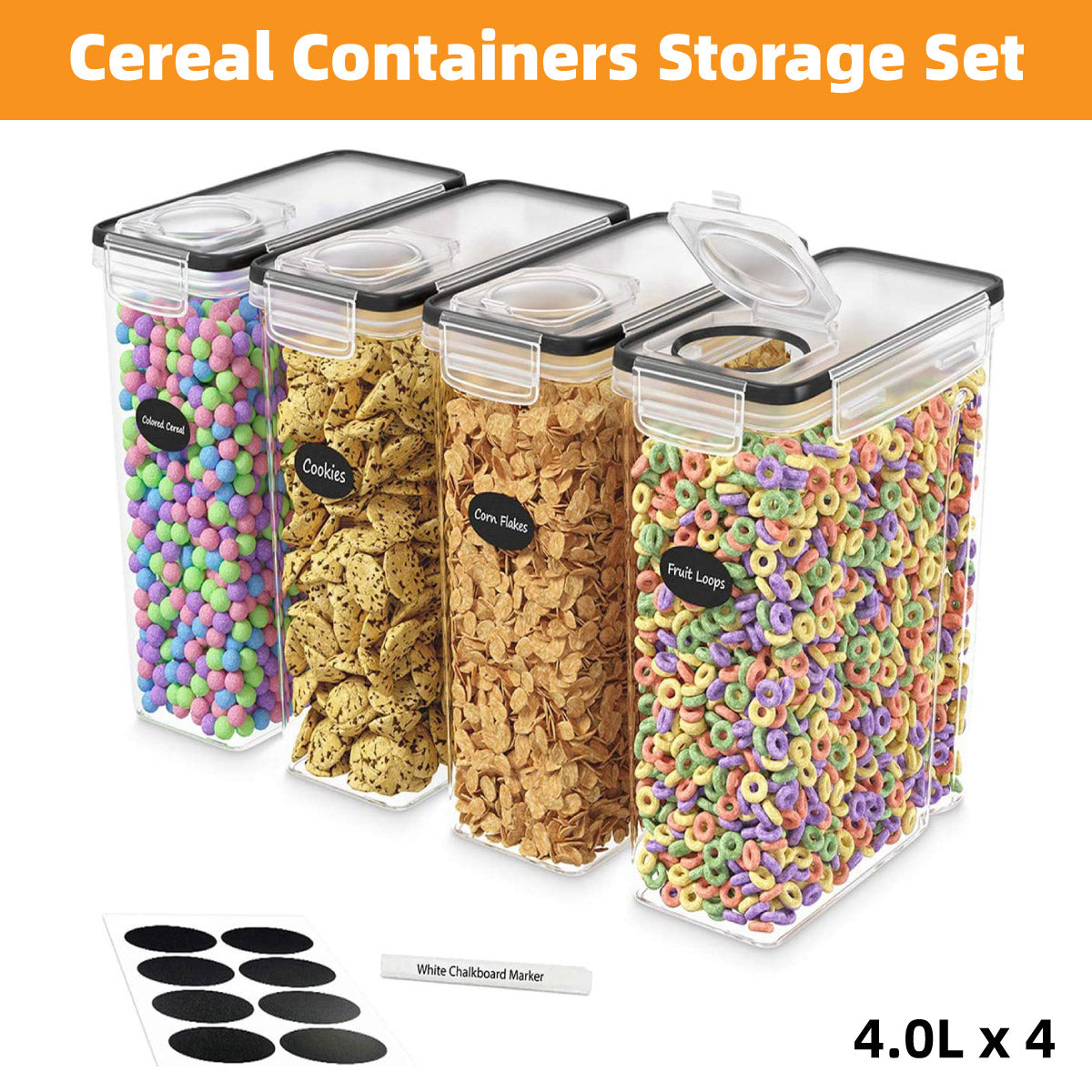 4 Pcs Airtight Food Storage Jar Set Kitchen Cereal