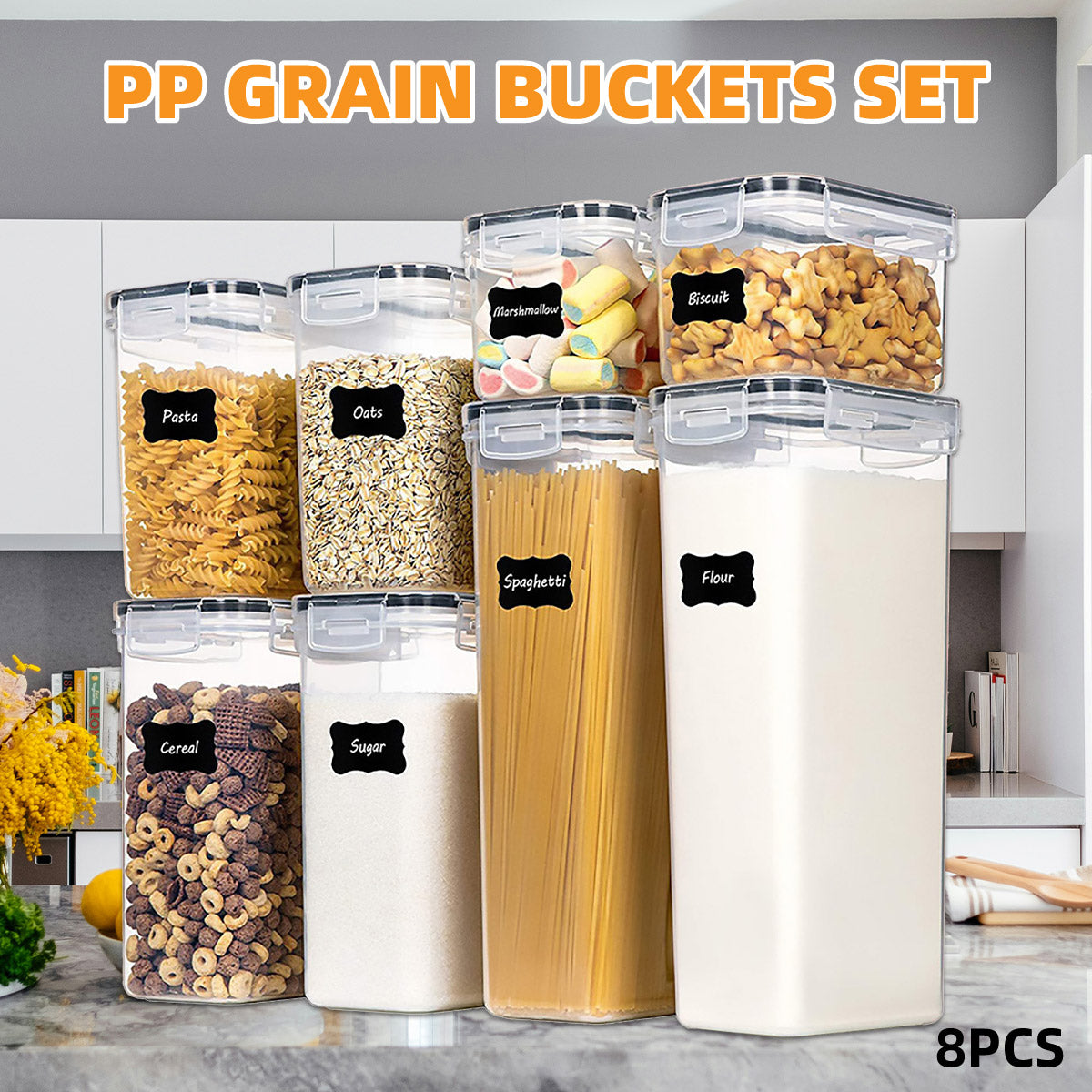 8 Pcs Airtight Food Storage Containers Kitchen Pantry