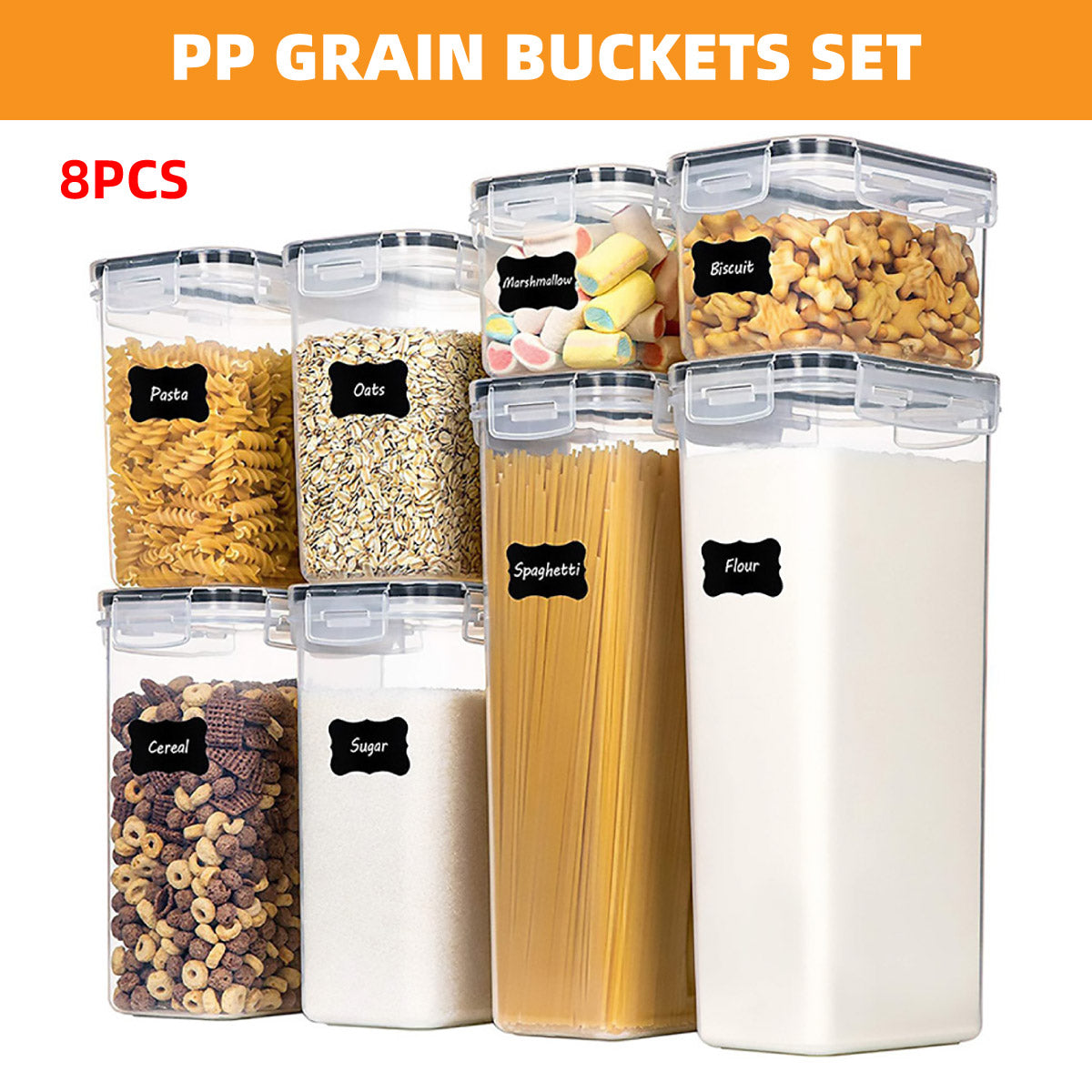 8 Pcs Airtight Food Storage Containers Kitchen Pantry