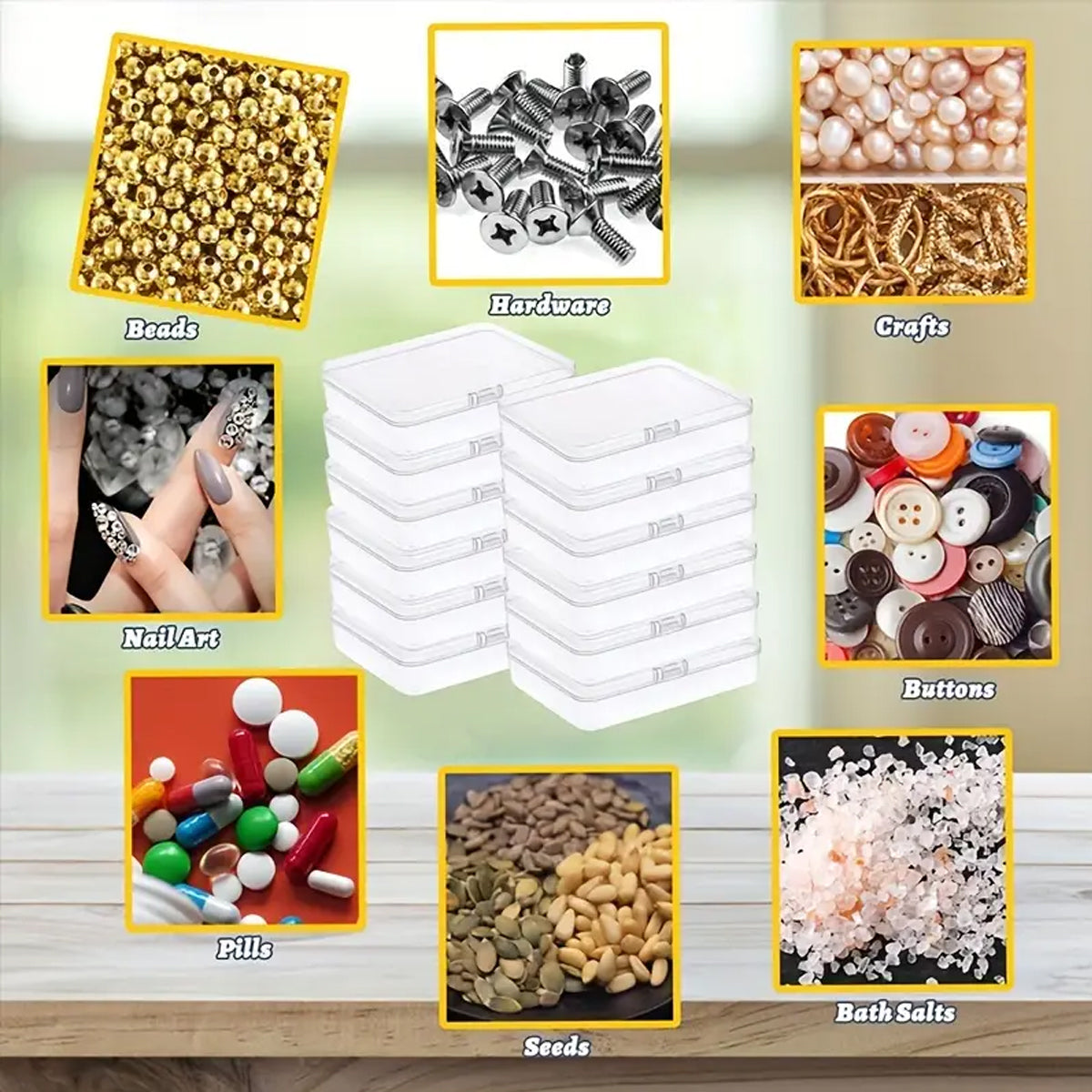 10 Pcs Clear PP Plastic Storage Boxes with Lid