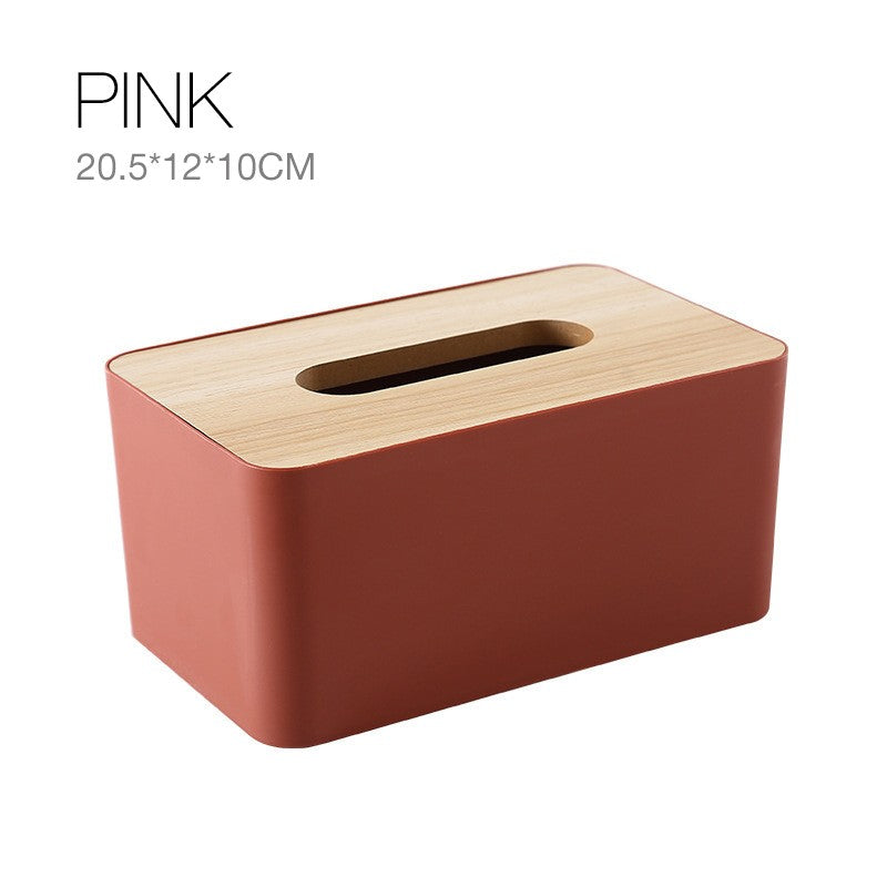 Tissue Box Holder Paper Storage Case with Wooden Cover