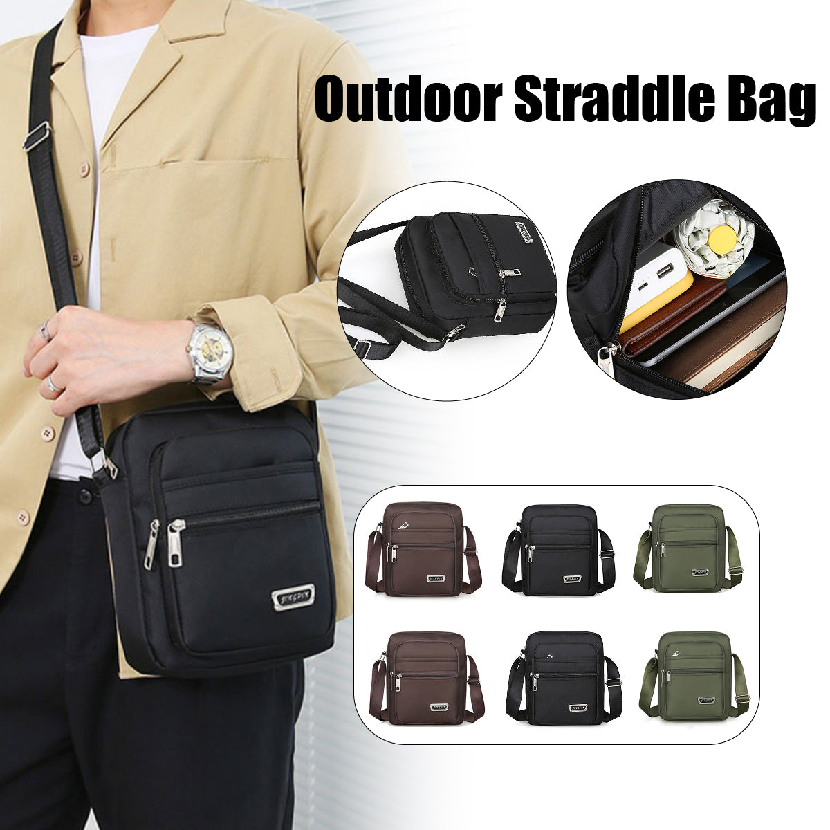 Men's Crossbody Bag Polyester Travel Messenger