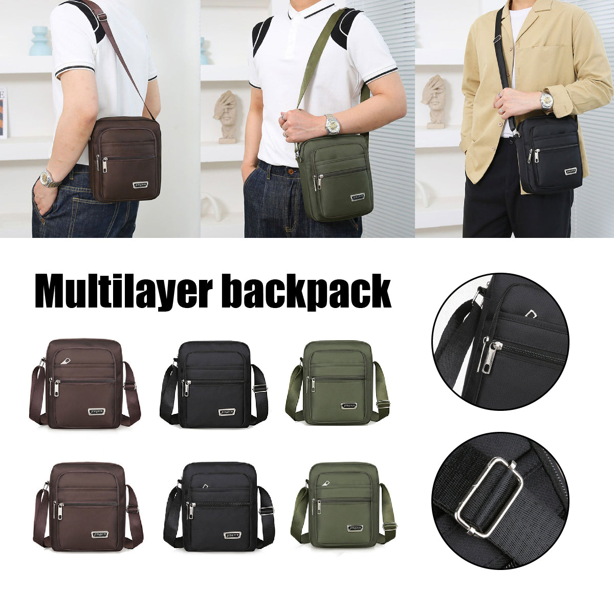 Men's Crossbody Bag Polyester Travel Messenger
