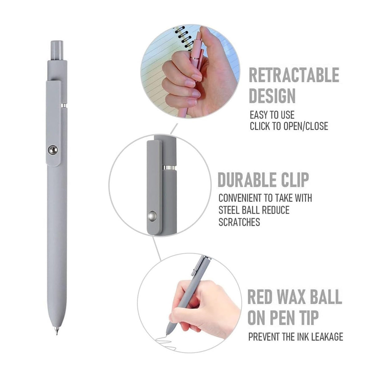 5 Pcs Press Gel Pens Smooth Writing Office School Use