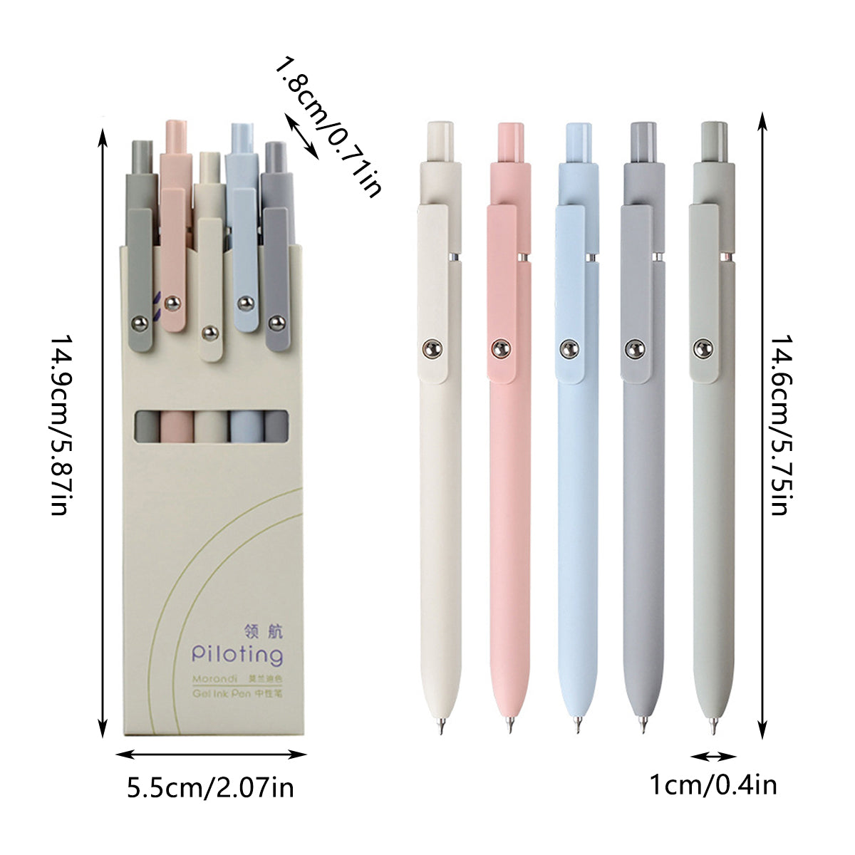 5 Pcs Press Gel Pens Smooth Writing Office School Use