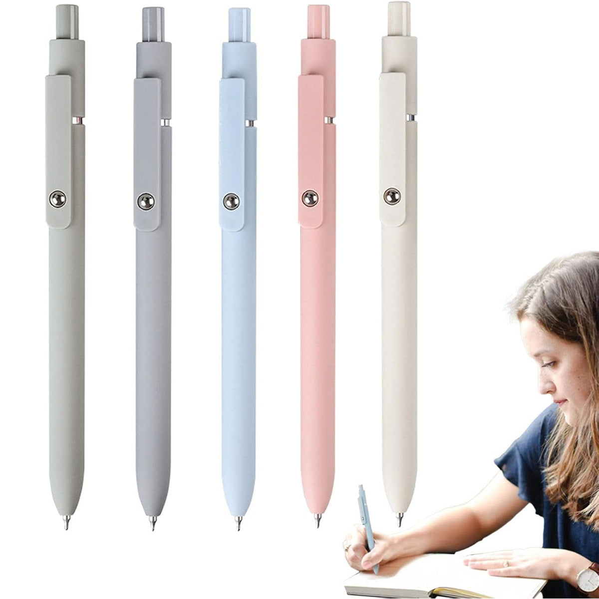 5 Pcs Press Gel Pens Smooth Writing Office School Use