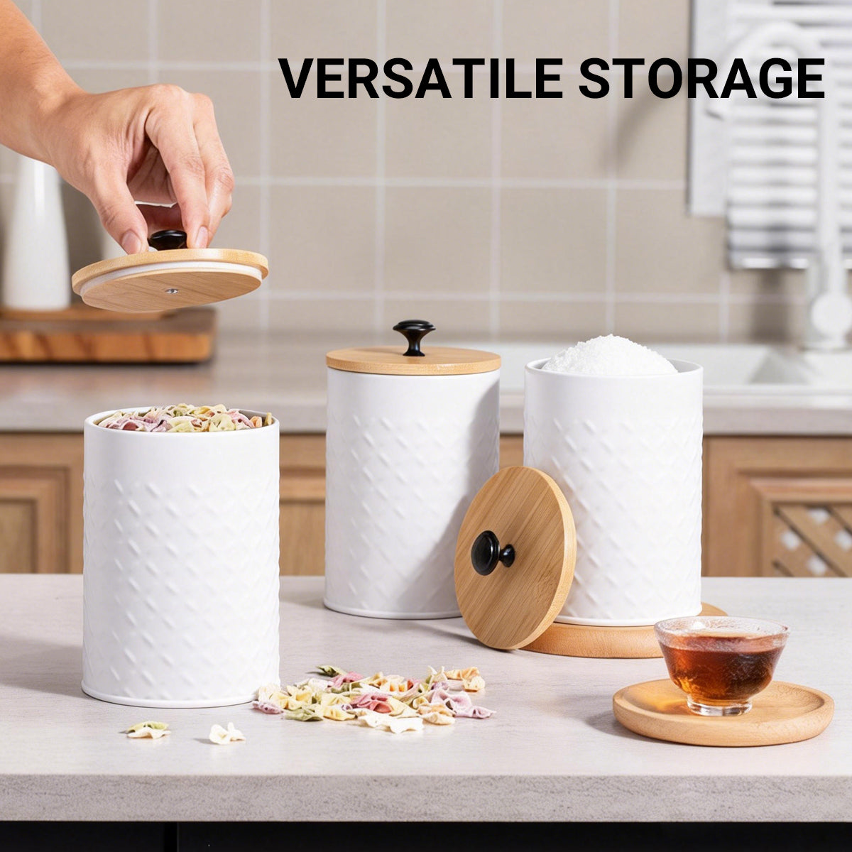 3pcs Airtight Canister Set with Bamboo Lids