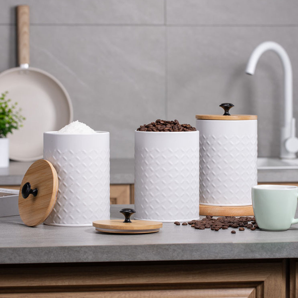 3pcs Airtight Canister Set with Bamboo Lids