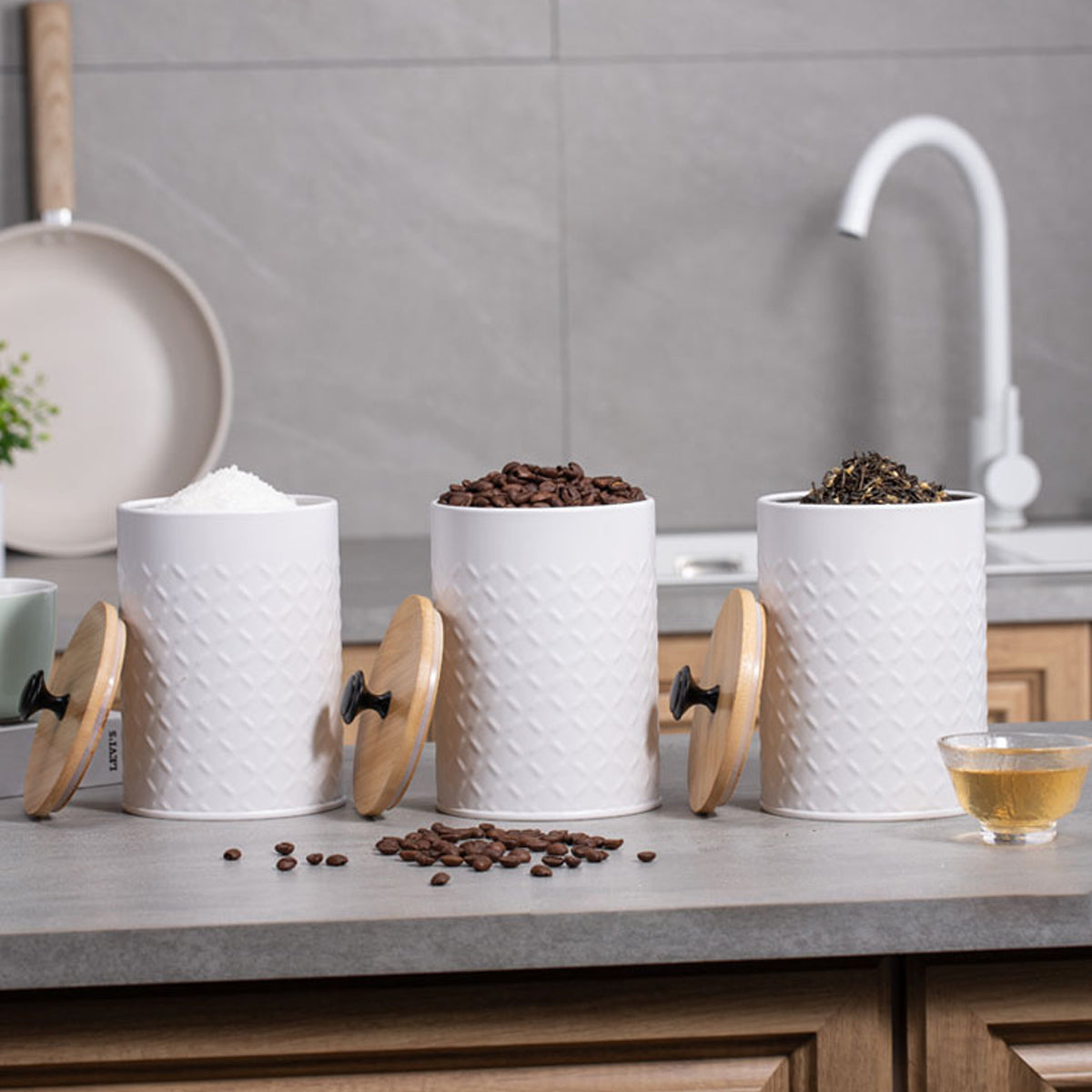 3pcs Airtight Canister Set with Bamboo Lids