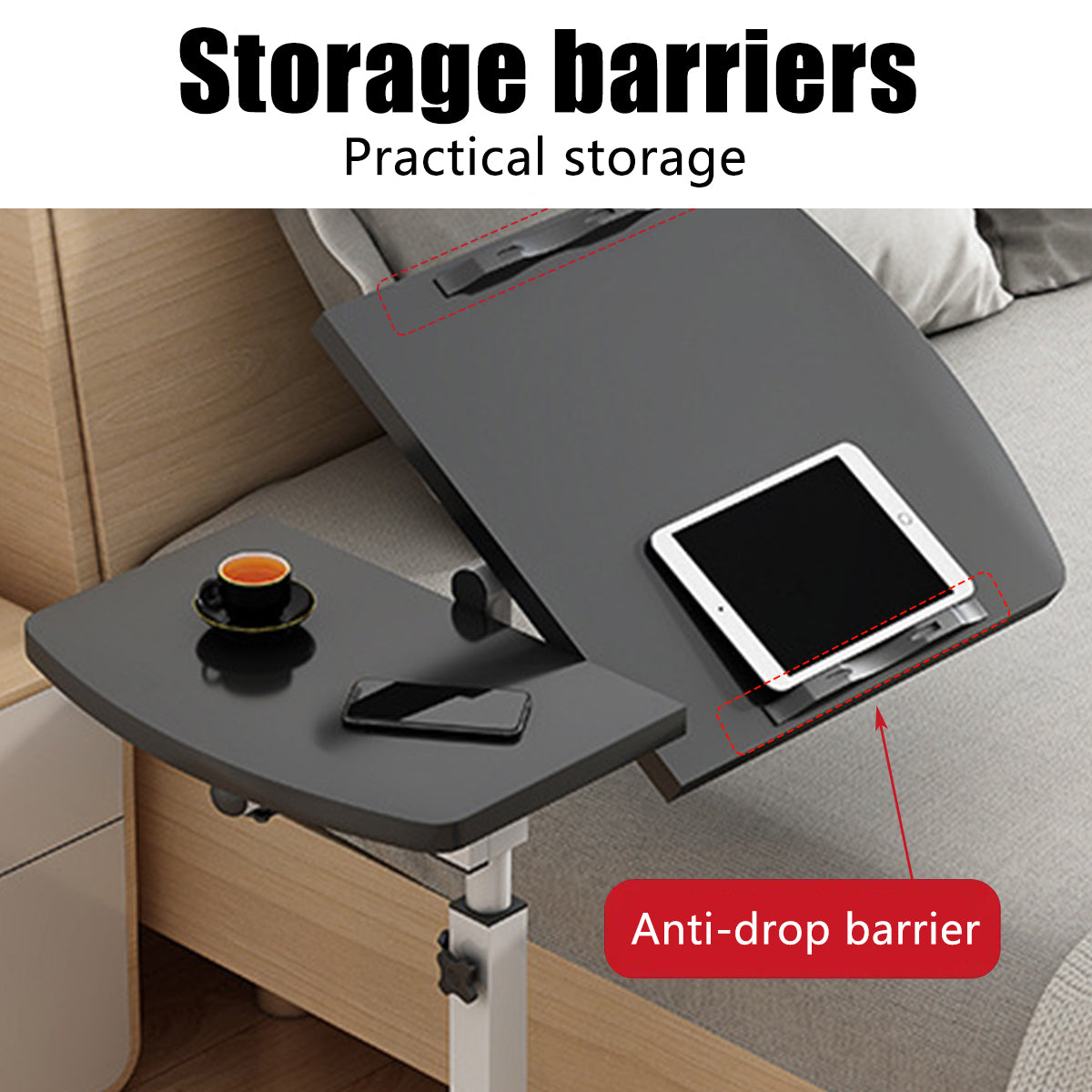 Adjustable Bedside Laptop Desk Foldable Wheeled