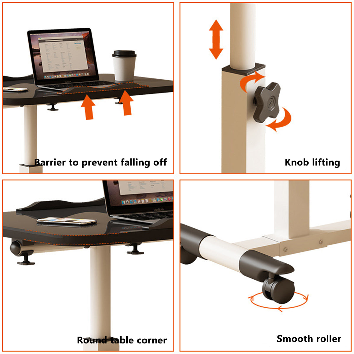 Adjustable Bedside Laptop Desk Foldable Wheeled