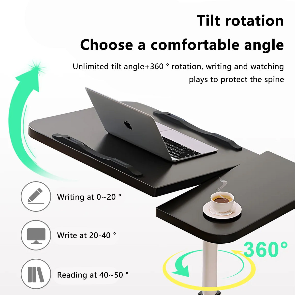 Adjustable Bedside Laptop Desk Foldable Wheeled