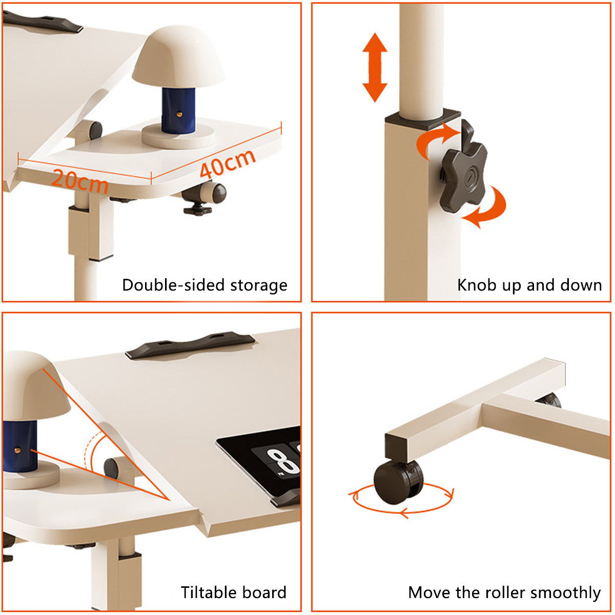 Adjustable Laptop Desk Bedside Folding Table with Tiltable Top