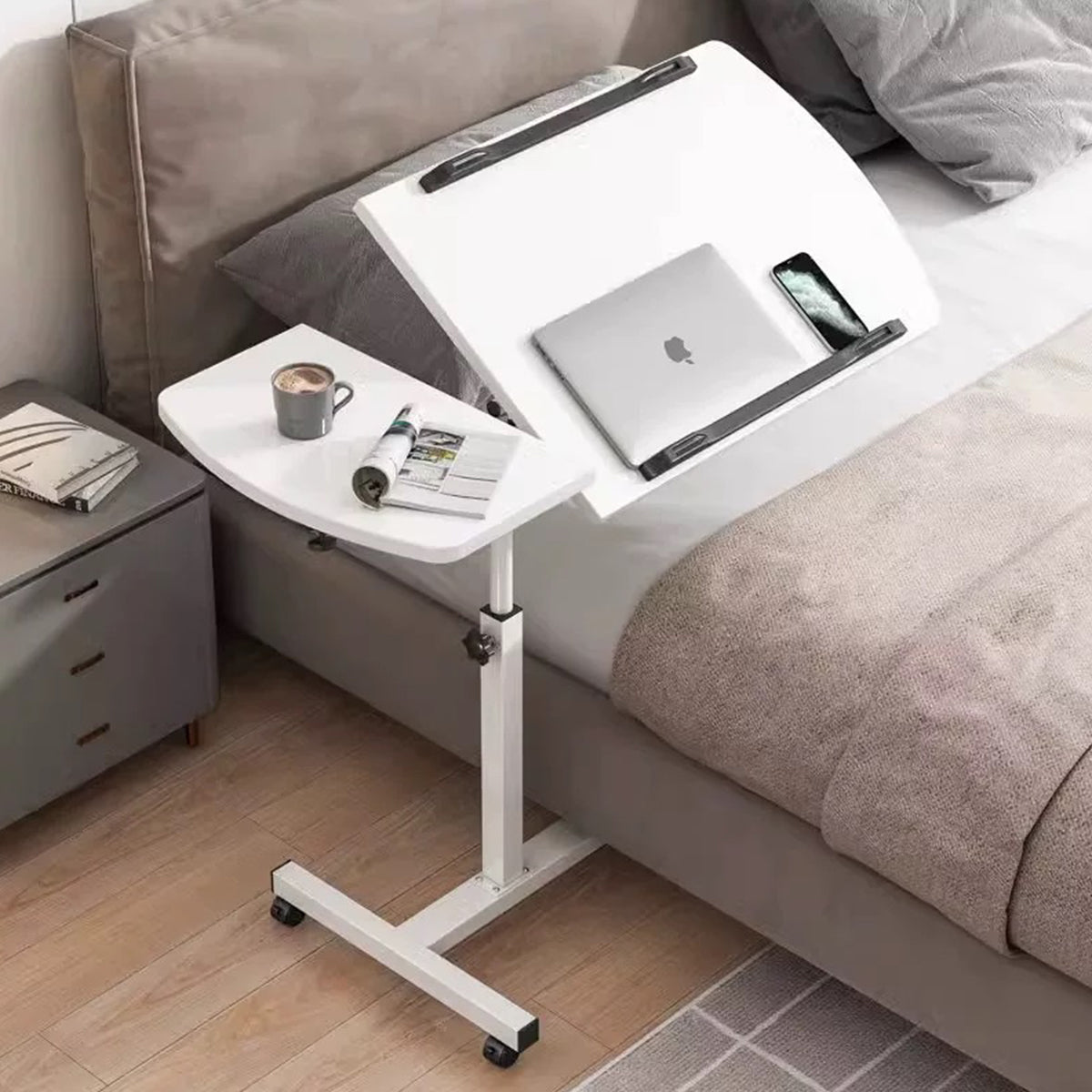 Adjustable Laptop Desk Bedside Folding Table with Tiltable Top