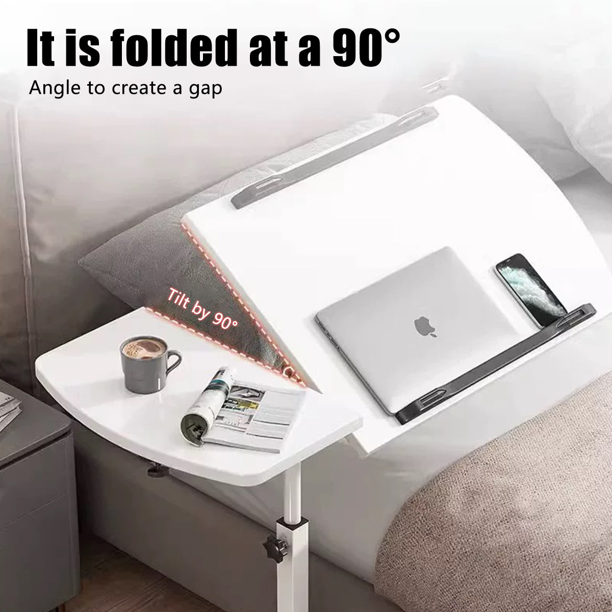Adjustable Laptop Desk Bedside Folding Table with Tiltable Top