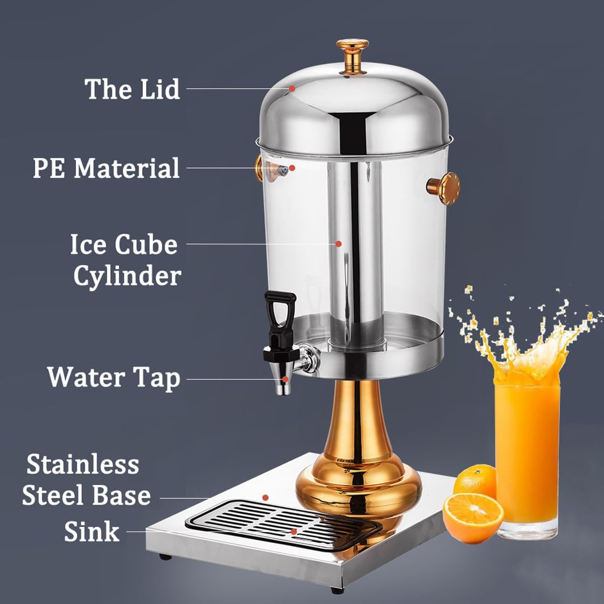 8L Stainless Steel Cold Beverage Juice Dispenser