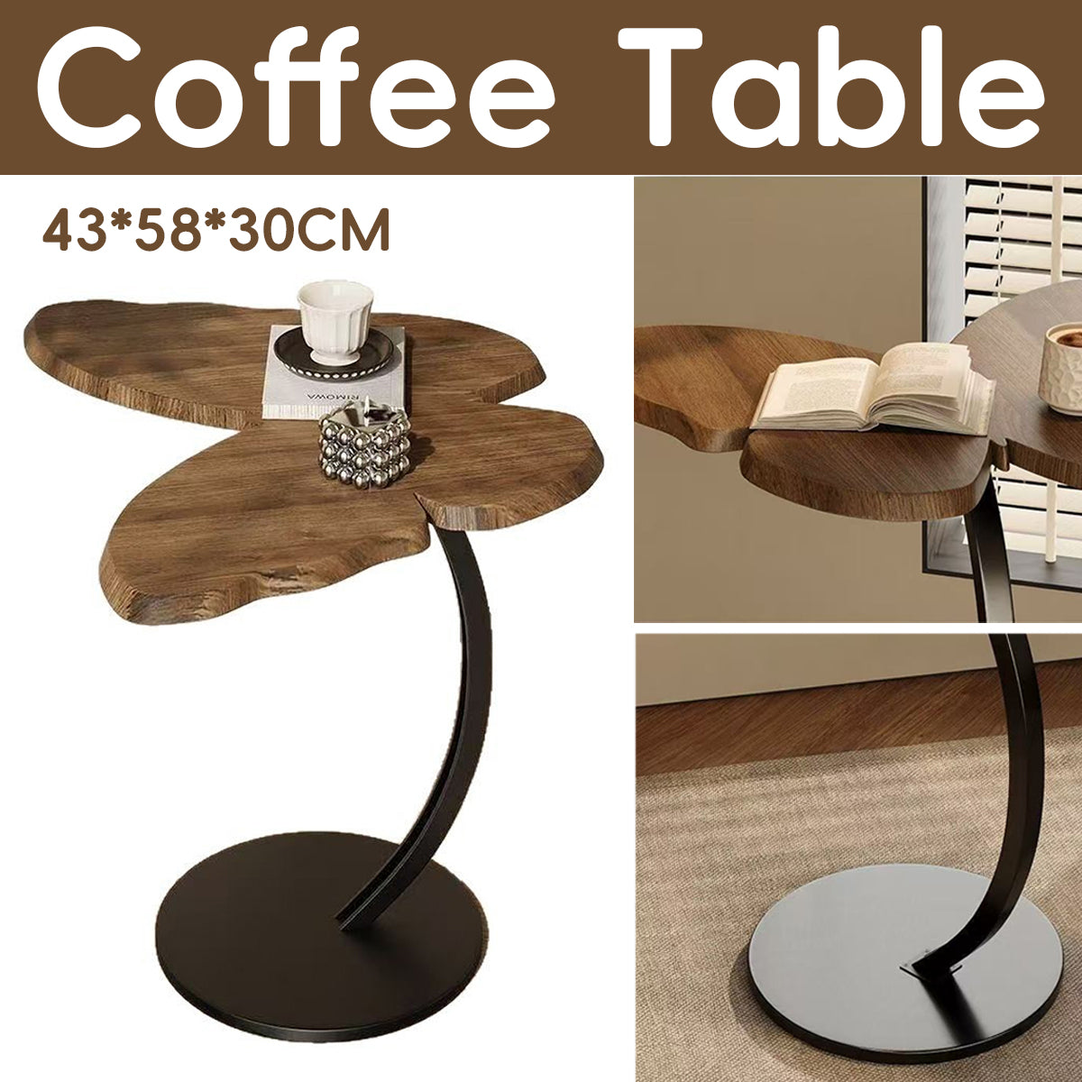 Butterfly Coffee Table with Wooden Top for Living and Break Room