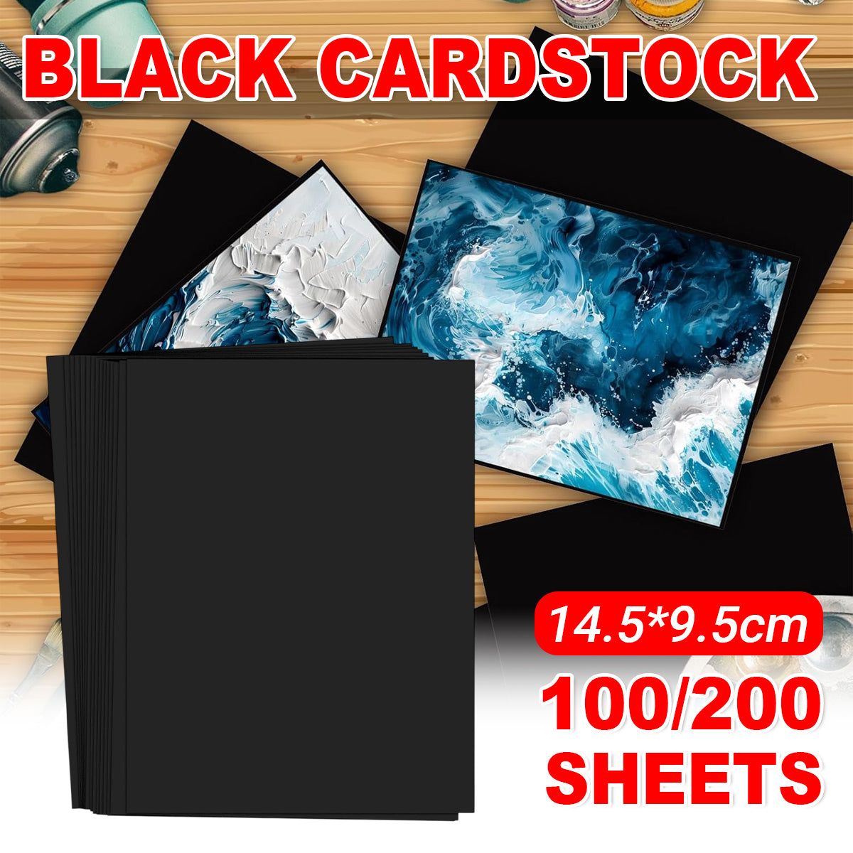 Black Cardstock Paper Thick Sheets for Craft Projects