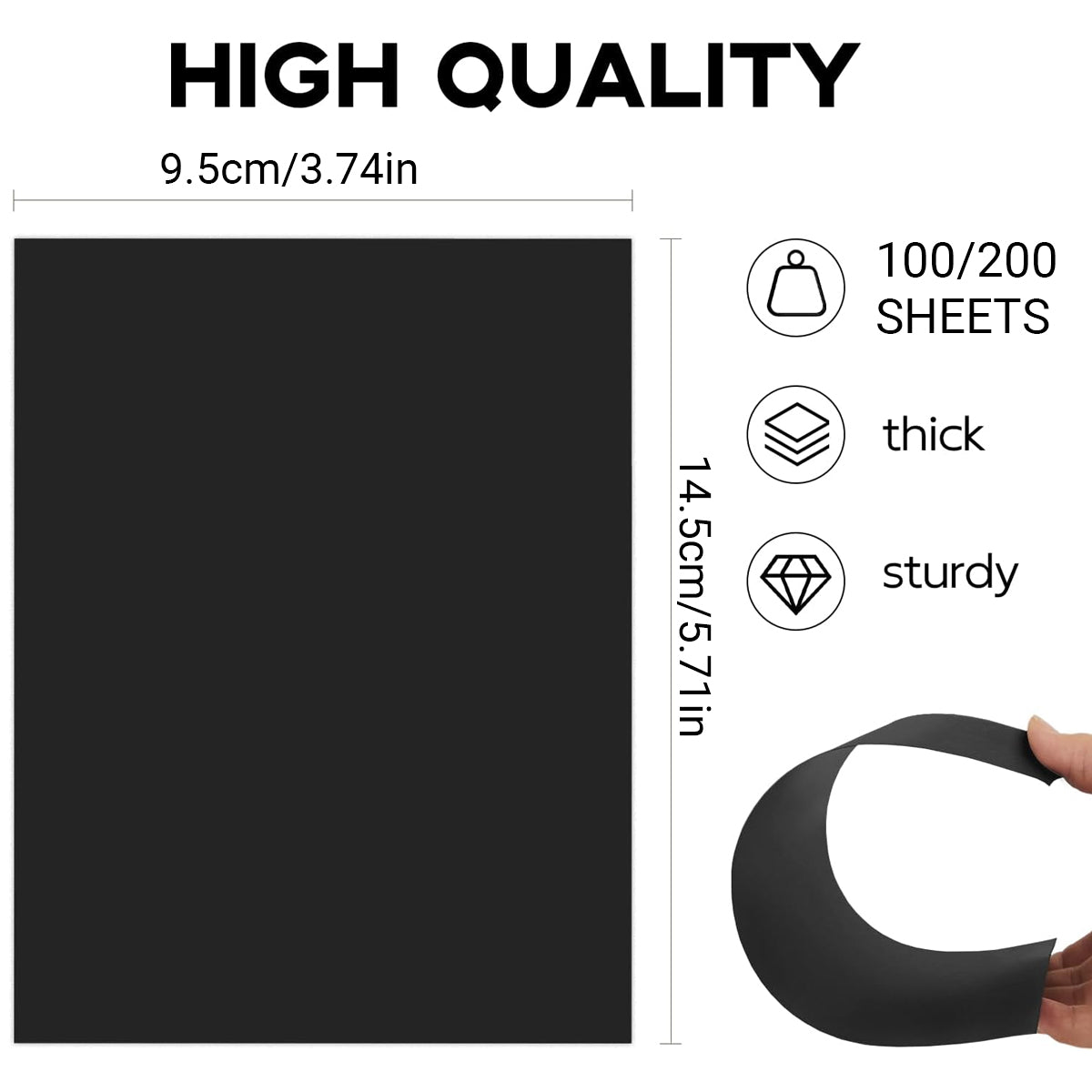 Black Cardstock Paper Thick Sheets for Craft Projects