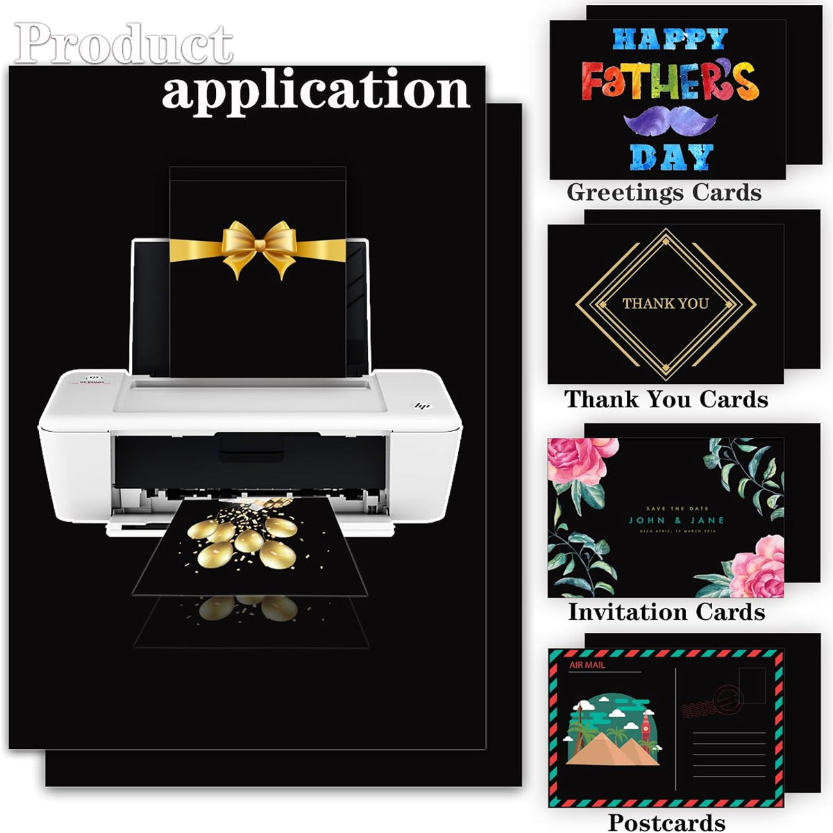 Black Cardstock Paper Thick Sheets for Craft Projects