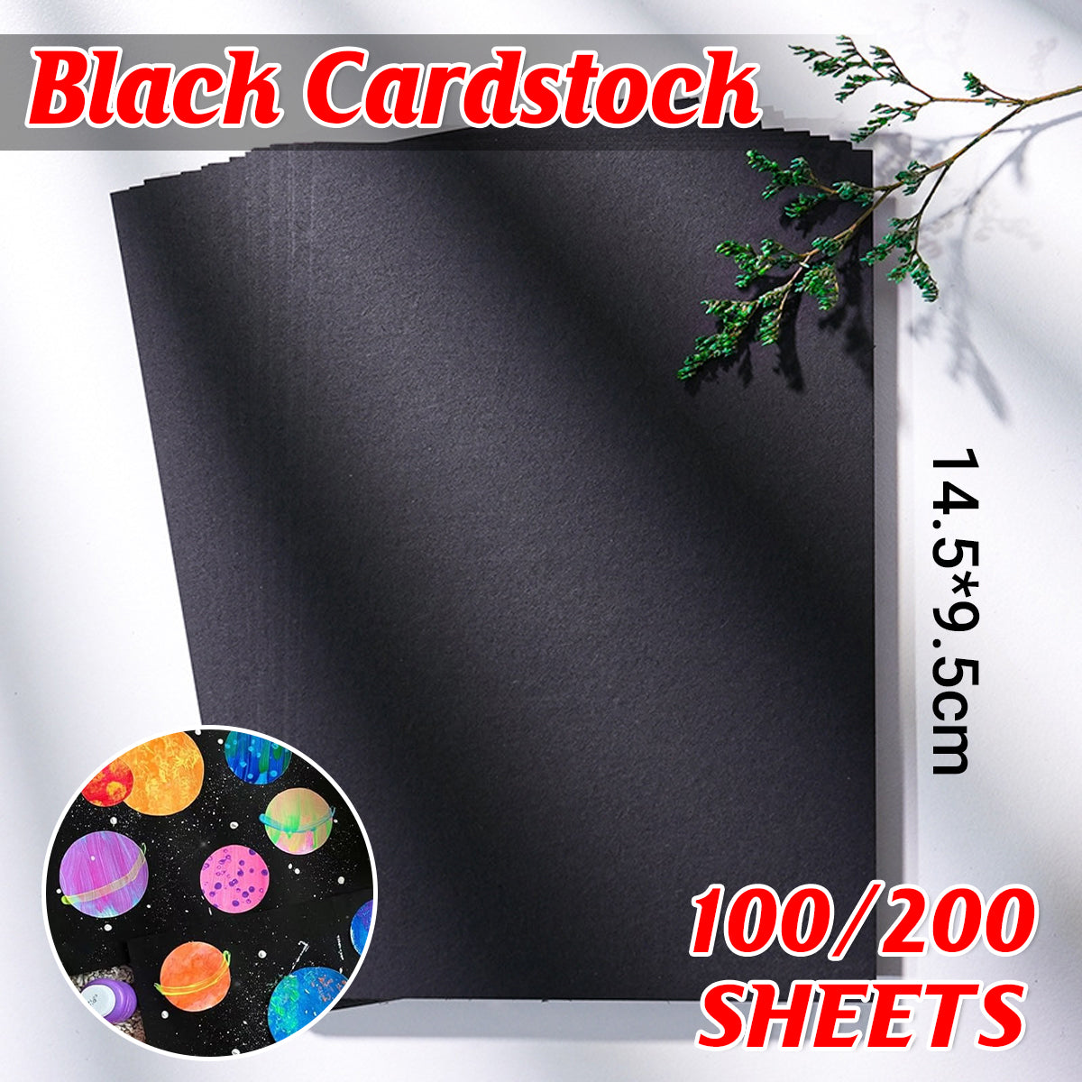 Black Cardstock Paper Thick Sheets for Craft Projects