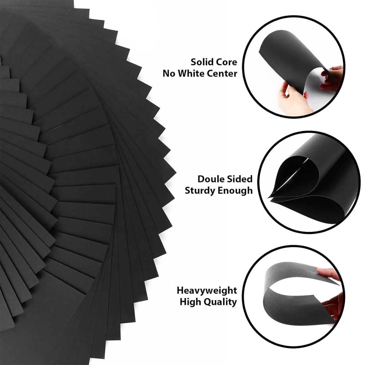 Black Cardstock Paper Thick Sheets for Craft Projects