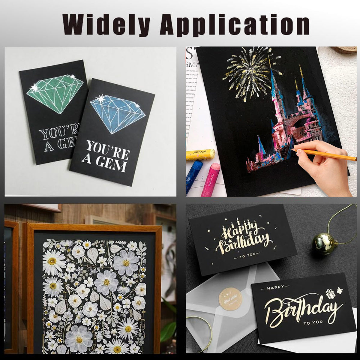 Black Cardstock Paper Thick Sheets for Craft Projects