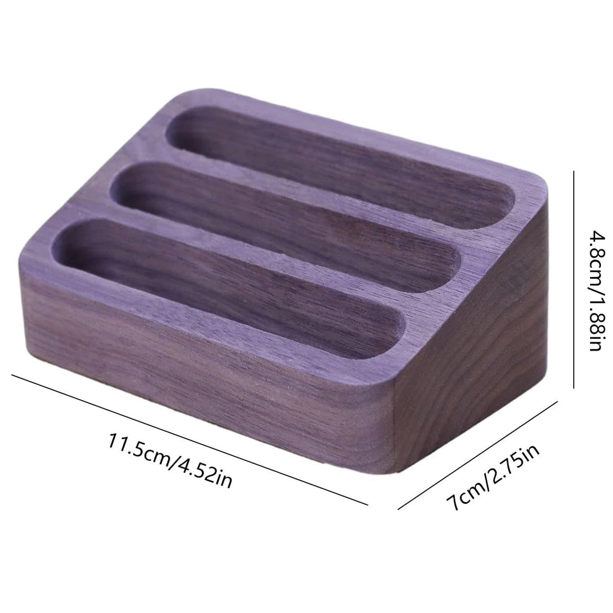 Black Walnut Business Card Holder 3-Compartment Organizer