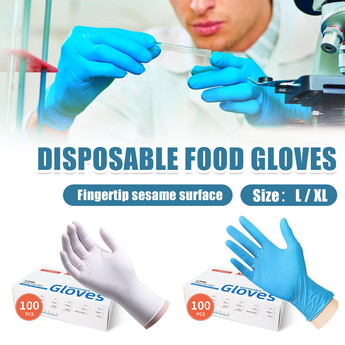 100pcs Disposable Food Grade Gloves for Catering