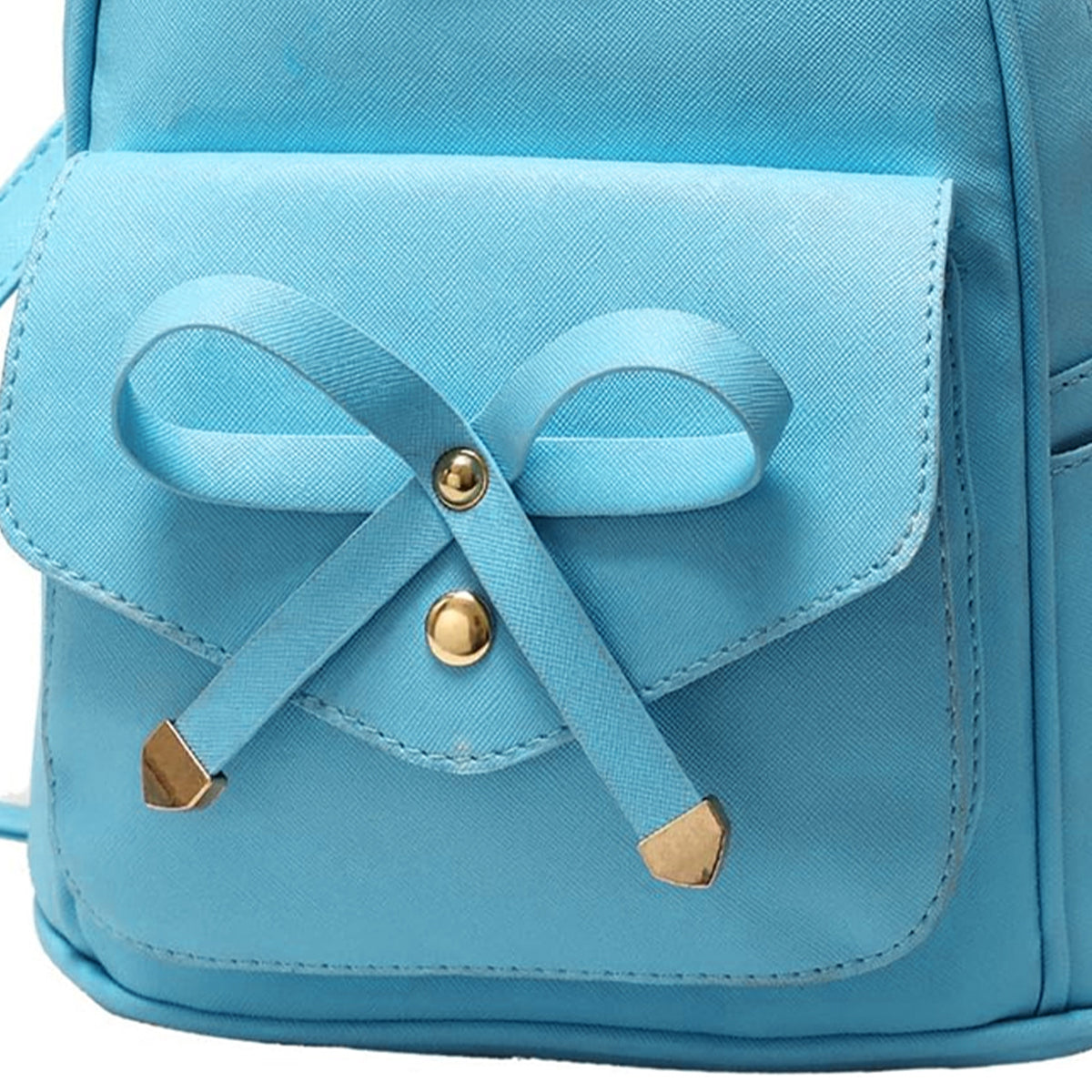 Blue Butterfly Shoulder Bag PU Leather Tote Student Schoolbag Backpack for Girls