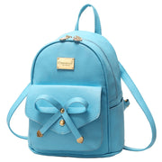 Blue Butterfly Shoulder Bag PU Leather Tote Student Schoolbag Backpack for Girls