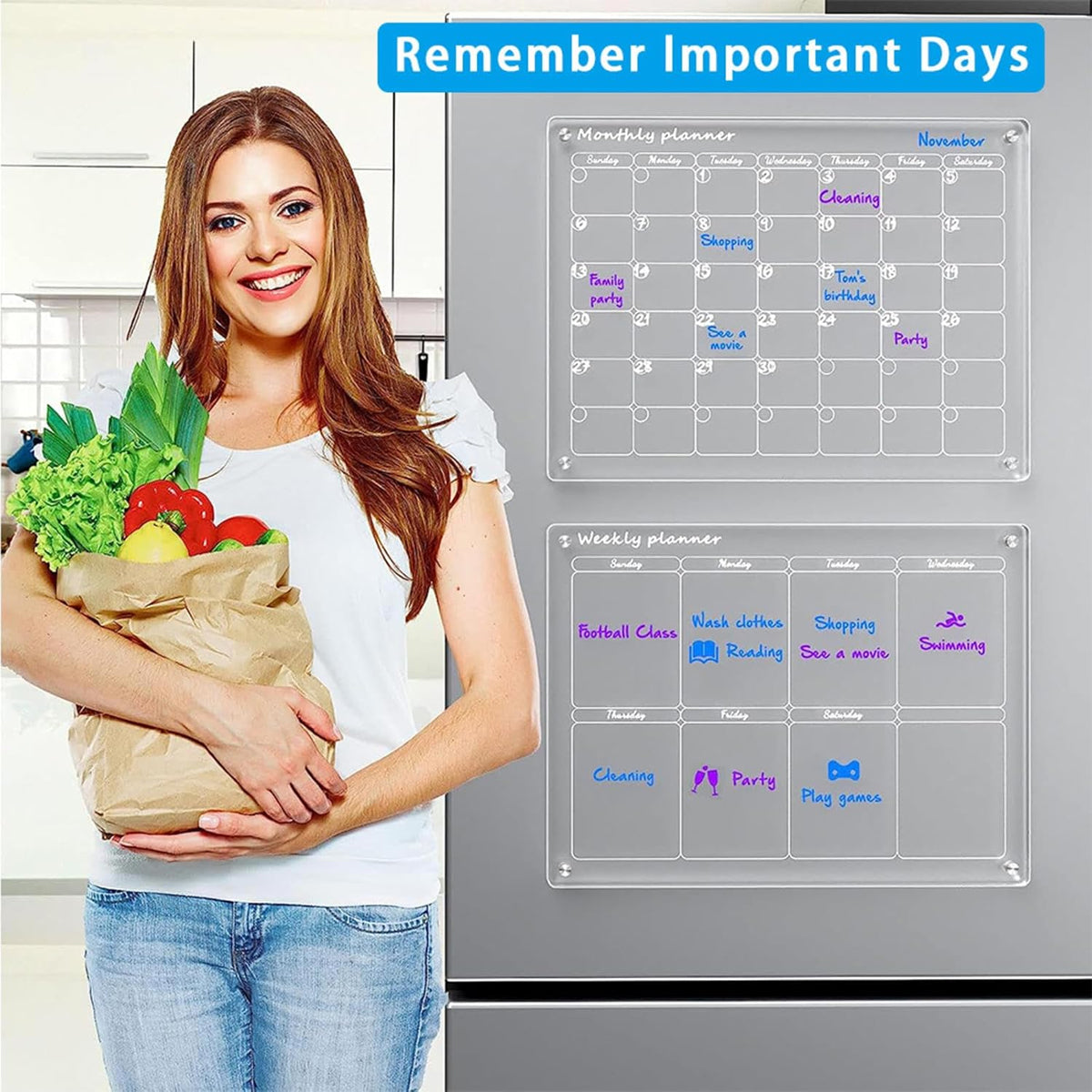 Magnetic Transparent Acrylic Writing Board with 6 Markers