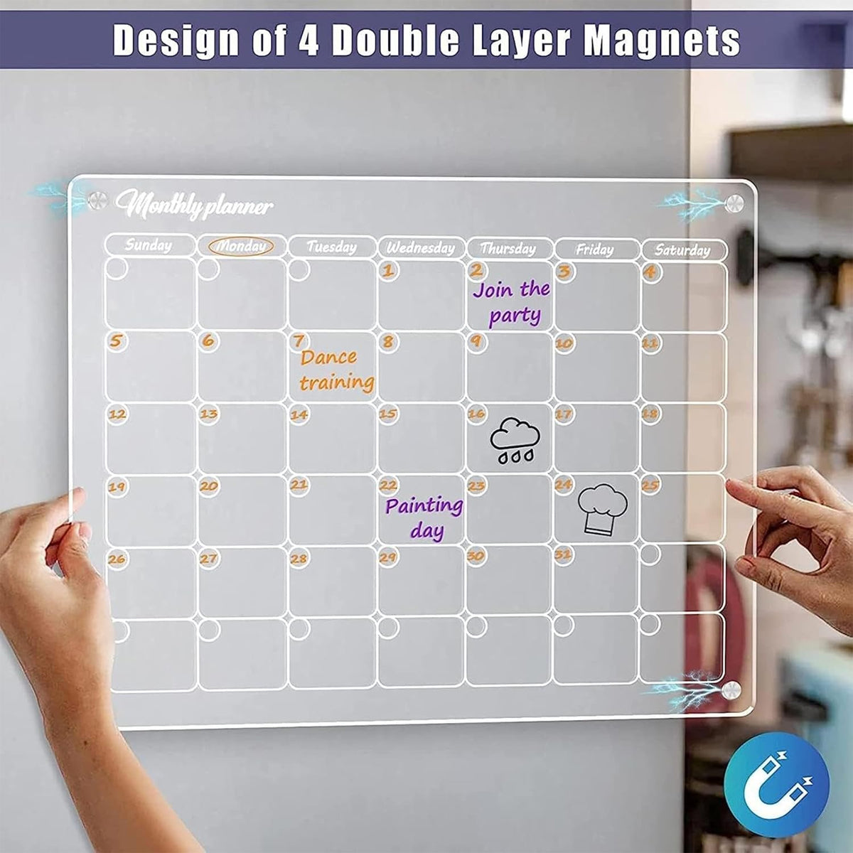 Magnetic Transparent Acrylic Writing Board with 6 Markers