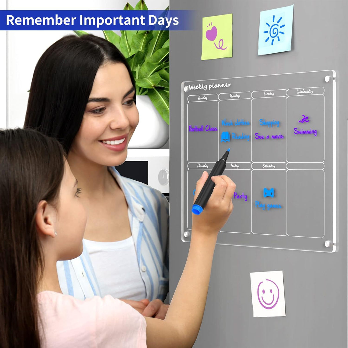 Magnetic Transparent Acrylic Writing Board with 6 Markers