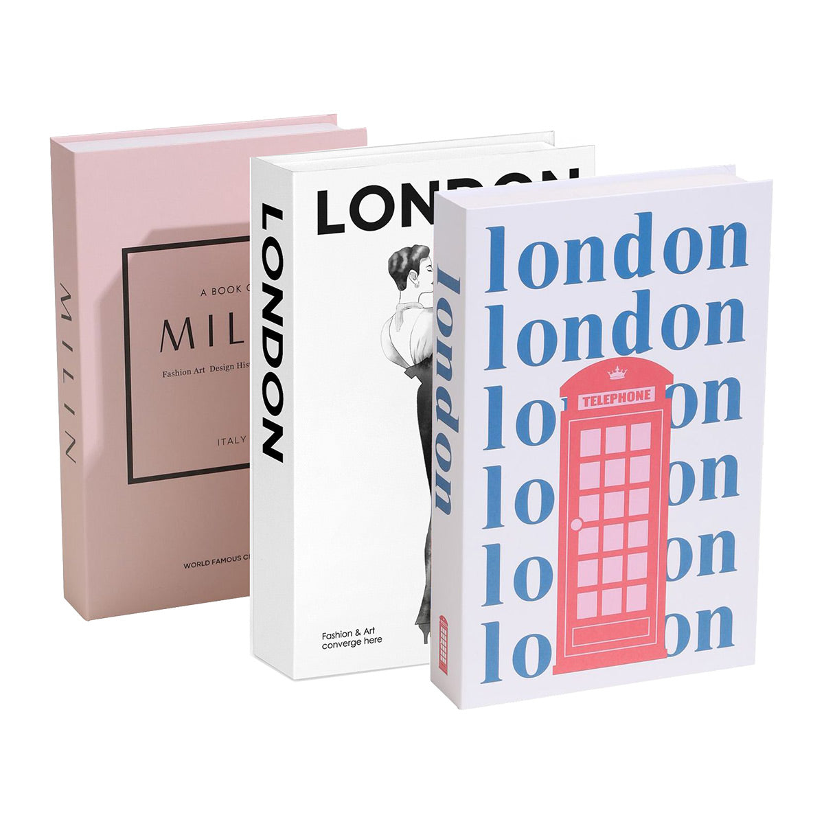 3 Pcs Foldable Fake Books Set with City Theme