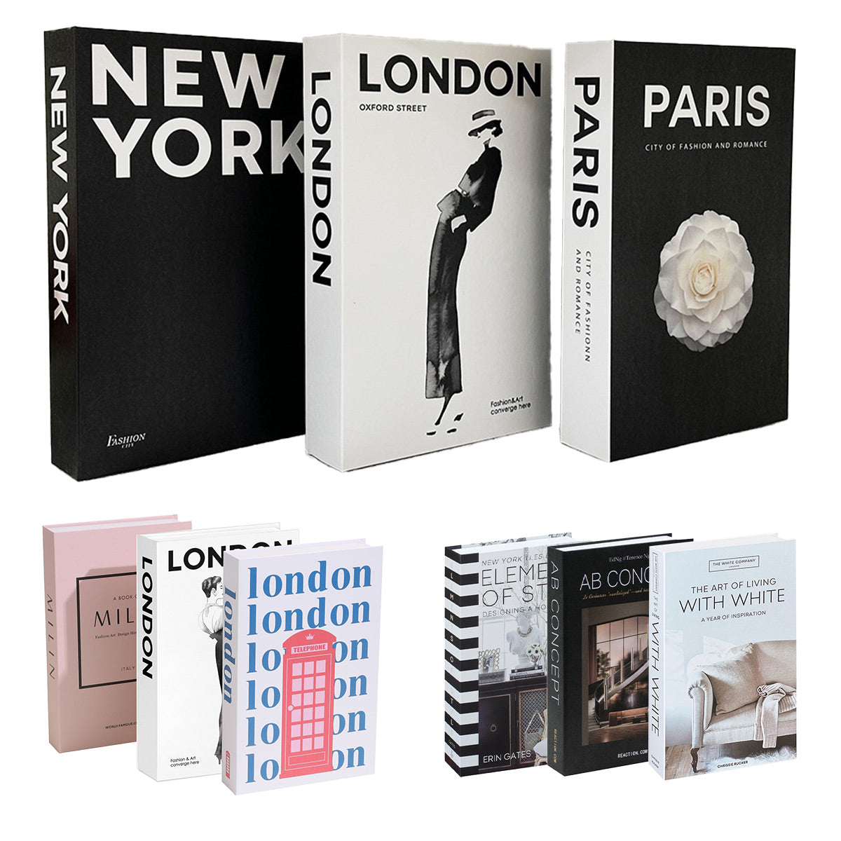 3 Pcs Foldable Fake Books Set with City Theme