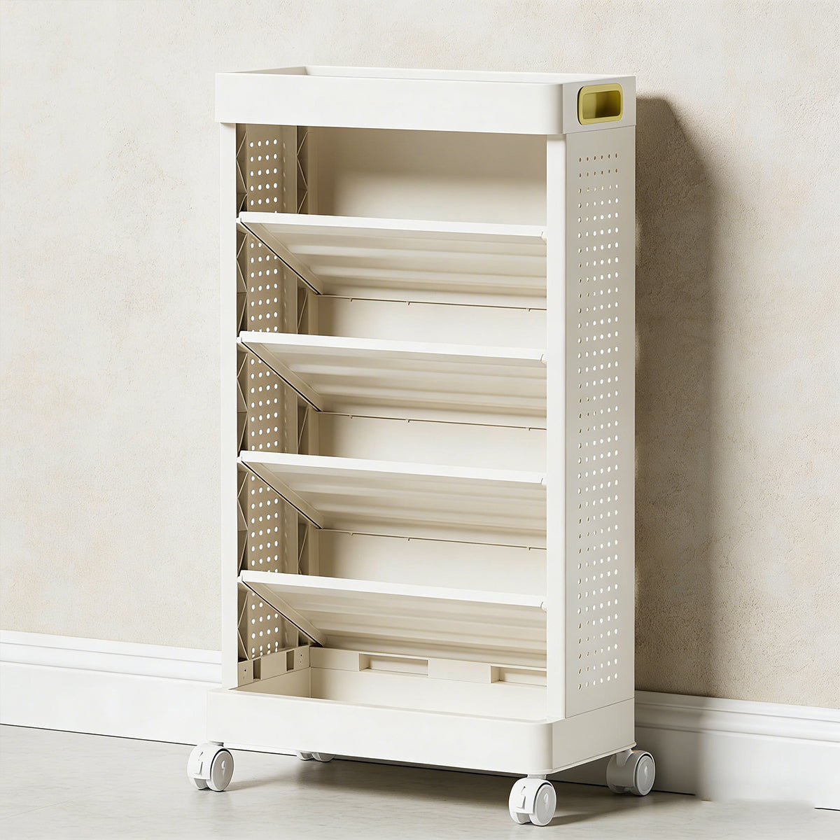5-Tier Freestanding Mobile Storage Bookshelf Rolling