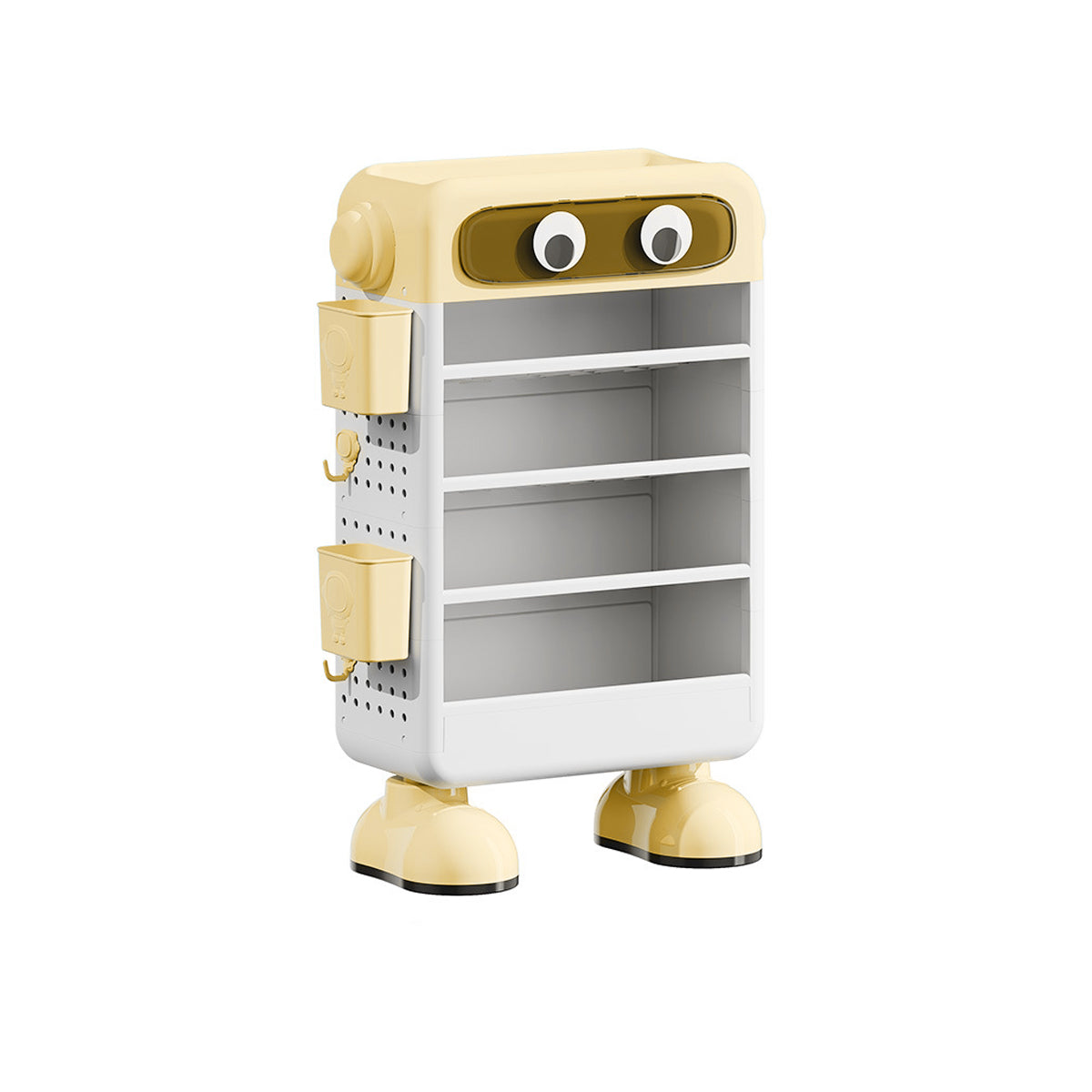 Cartoon Book Storage Rack with Wheels Side Baskets
